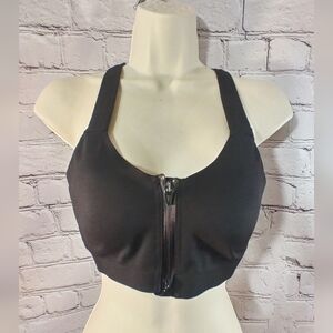 Victoria's Secret On Point Sweat Front Zip Black Sports Bra 34C